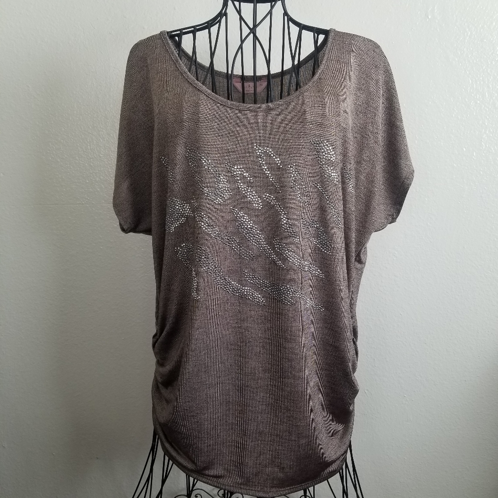 SJS Taupe Blouse with sparkles, size 2X
